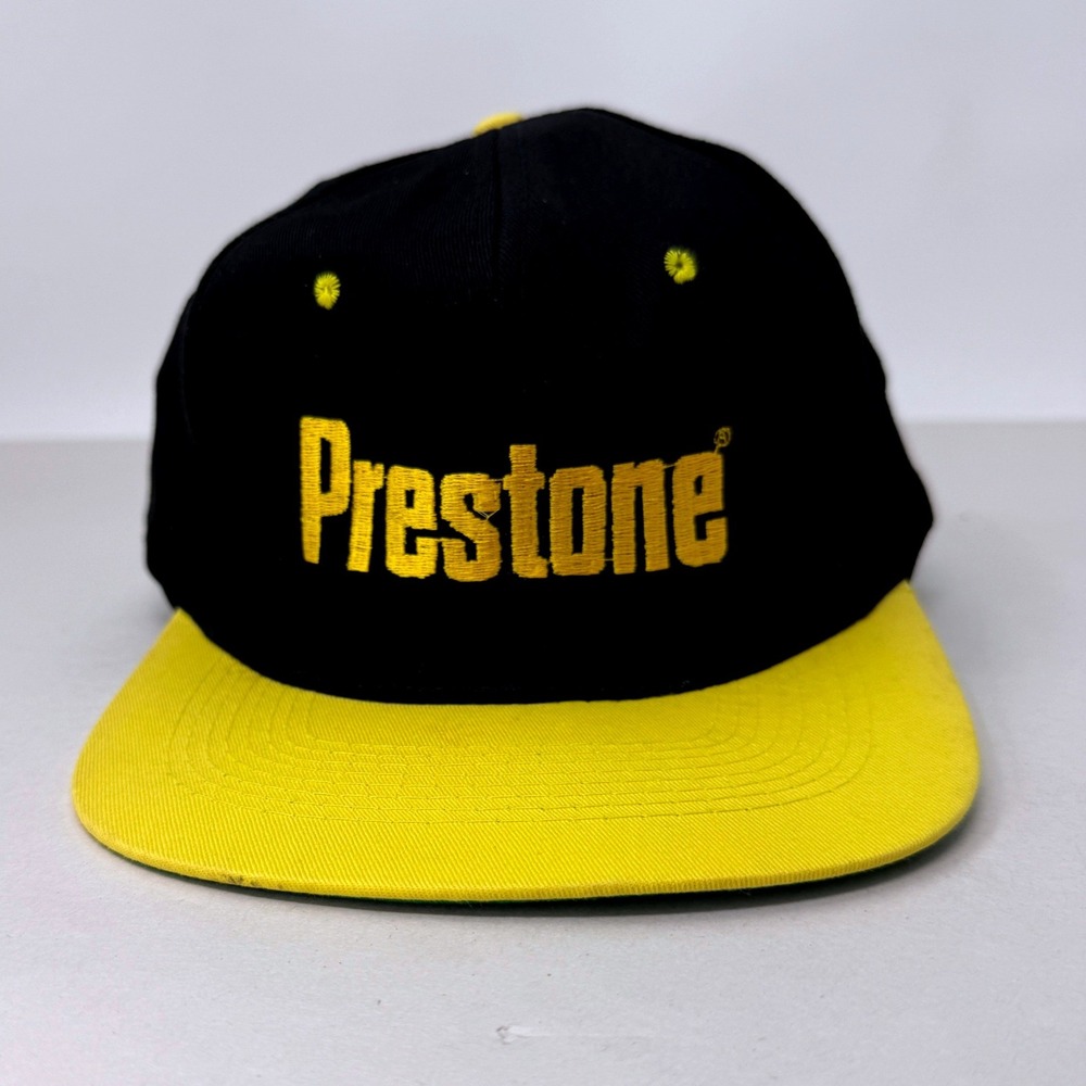 Vintage Prestone Hat Snapback Black Yellow Automotive Racing Cap KC One Size